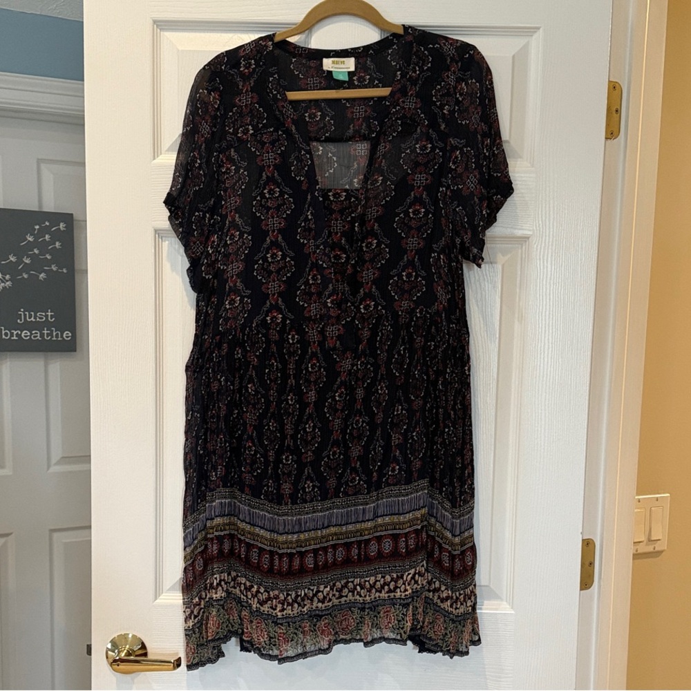 Maeve by Anthropologie Bohemian Navy Mini Dress